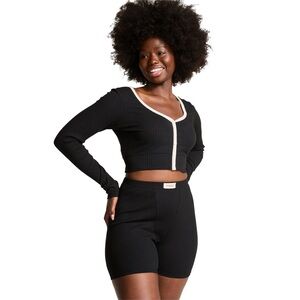 Victoria’s Secret Pink Lounge Ribbed Cropped Cardigan and Shorts Set